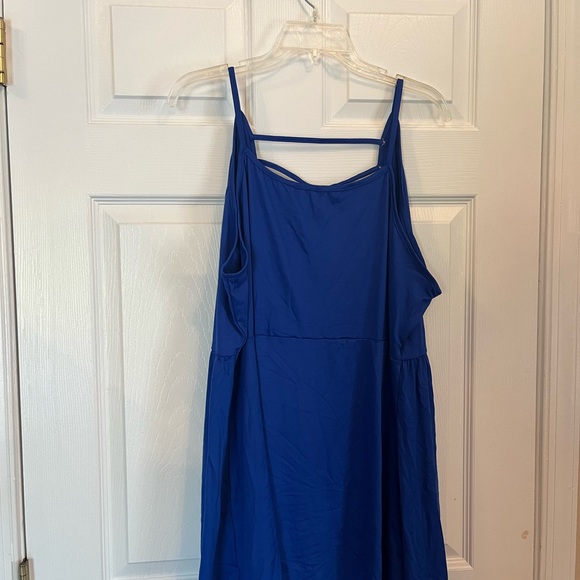 Women Plus Size Blue Asymmetrical Style Summer Vacation Holiday Beach Dress 18W - Picture 8 of 13